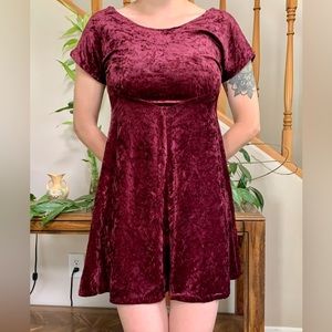 Vintage 90s Cuddle Teen Velvet Maroon Dress